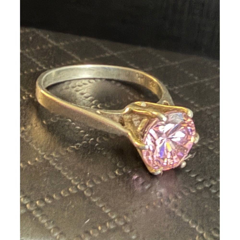 Sterling Silver Pink Tourmaline Ring Signed PO 925 Size 5 Pinky
